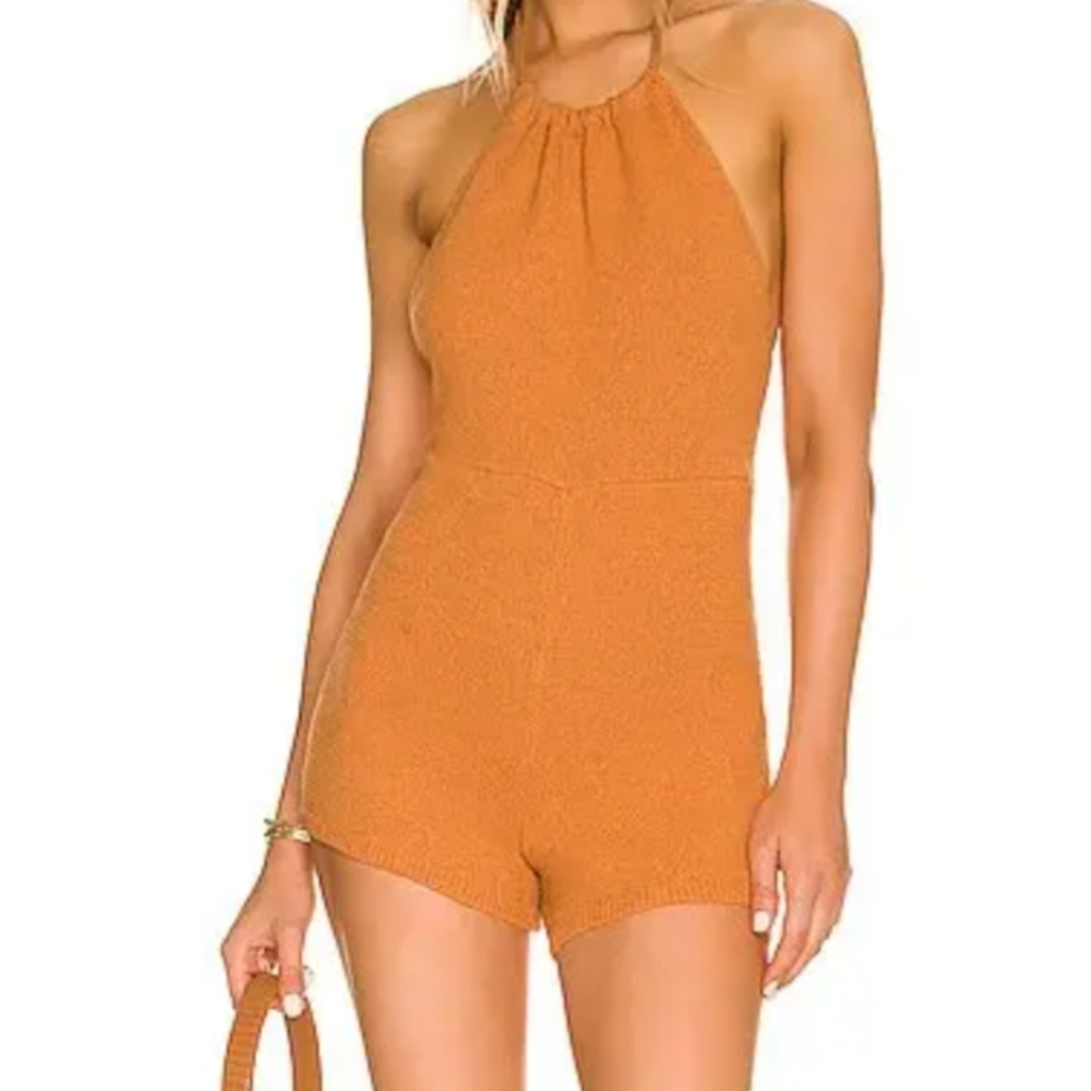 Free People Mina Sweater-Knit Halter Romper